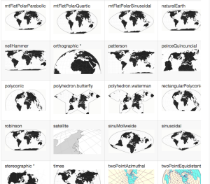 Many different map projections with D3